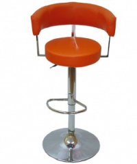 Бар стол с облегалка,оранжева еко кожа,амортисьор